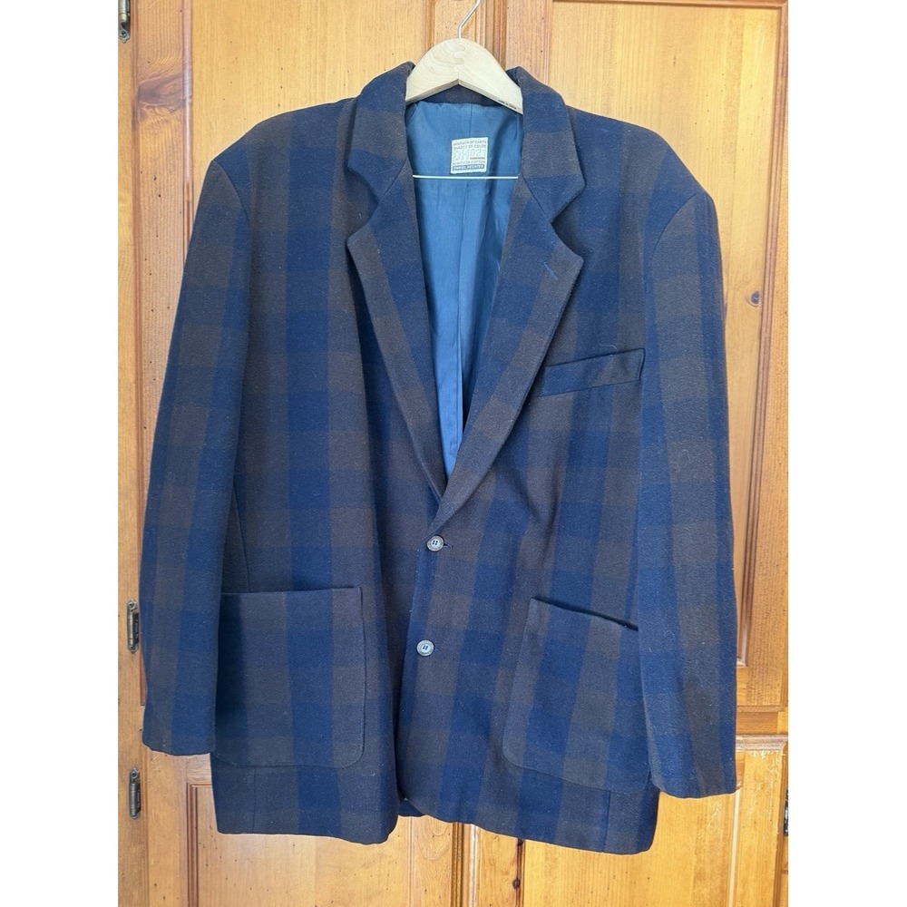 Daniel Hechter Wool Sport Coat Men's XXL 2XL Plaid 2 Button Lined Career Work